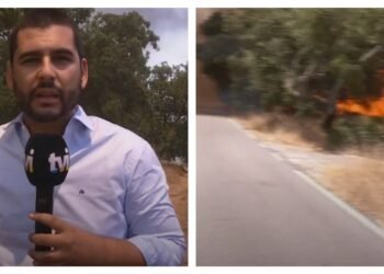 Equipa da TVI forçada a fugir das chamas em Santarém