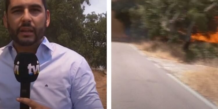 Equipa da TVI forçada a fugir das chamas em Santarém