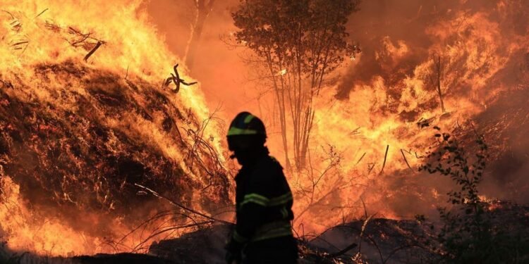 Fogo atinge freguesia de Canelas em Penafiel. Habitantes contidos num largo