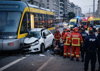 Três feridos em colisão entre metro e automóvel em Vila Nova de Gaia