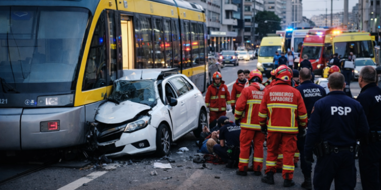 Três feridos em colisão entre metro e automóvel em Vila Nova de Gaia