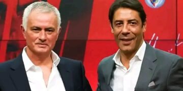 Mourinho e Rui Costa juntos no Seixal esta manhã